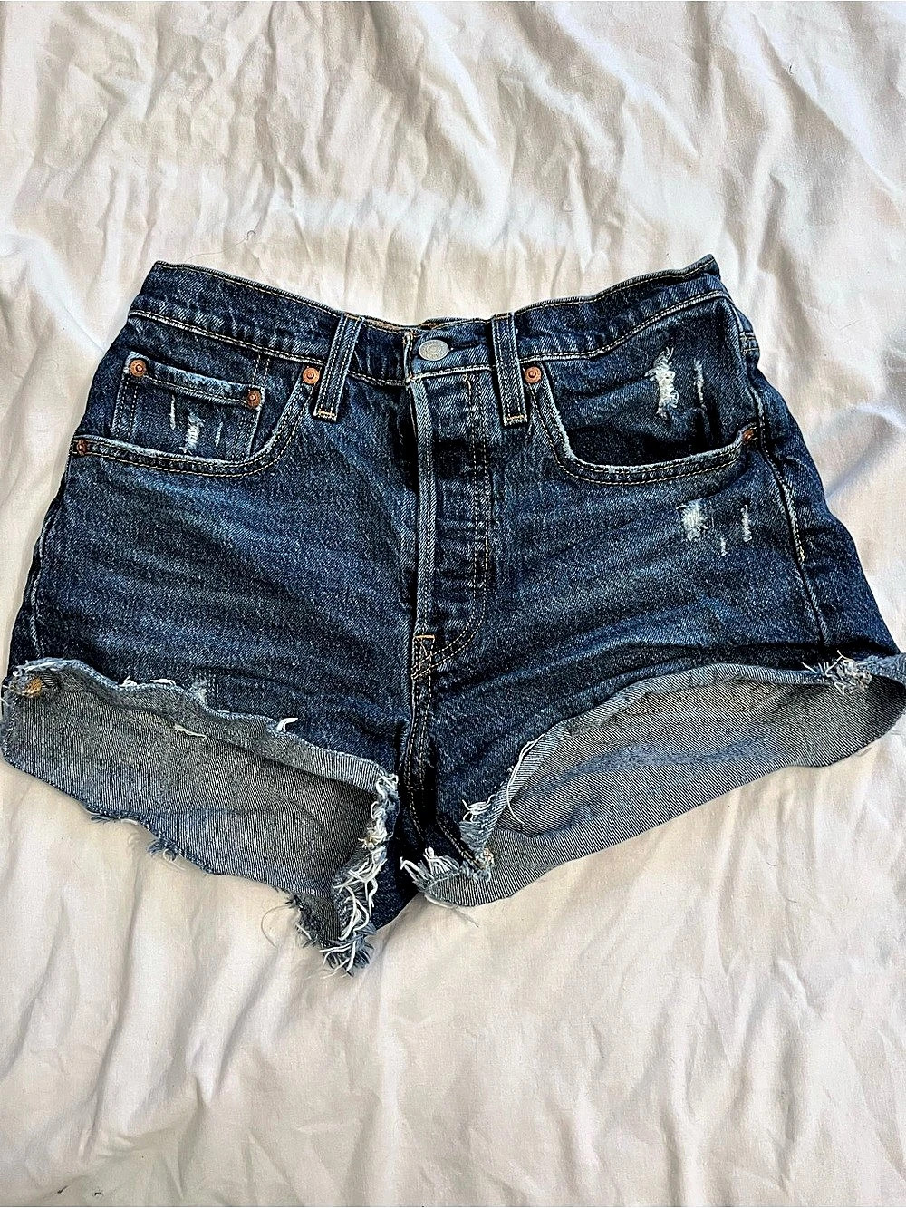 Levi's 501 Original High-Rise Denim Cutoff Shorts Women's Distressed Denim